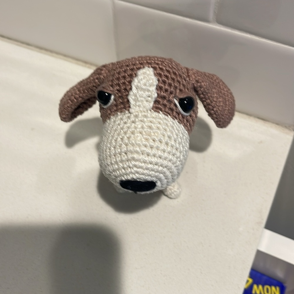 Handcrafted Basset Hound Crochet Amigurumi Figure Toy Dog Puppy Decor - Picture 5 of 11